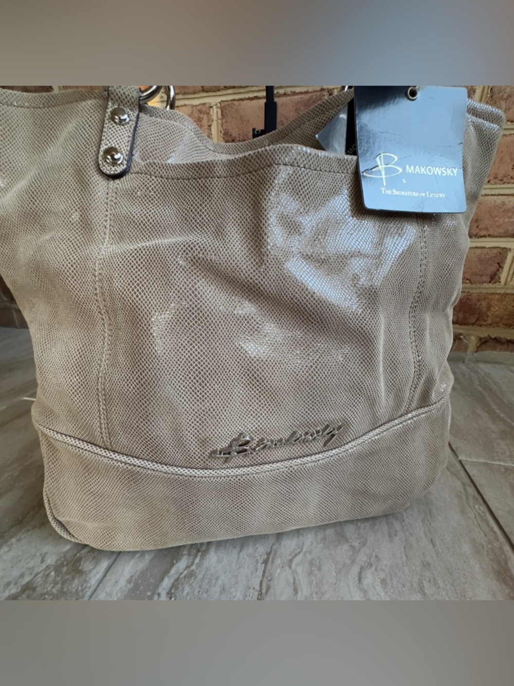 B. Makowsky Snakeskin Women’s Leather Shoulder Bag NWT - Picture 2 of 8
